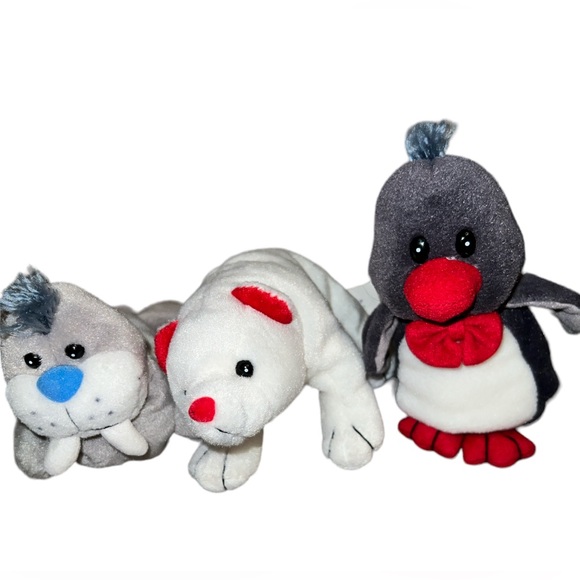 Vintage 96 97 Macys Polar Babies Bean Bag Plush Aurora 2 Below Admiral Set  Of 3 - Picture 1 of 3